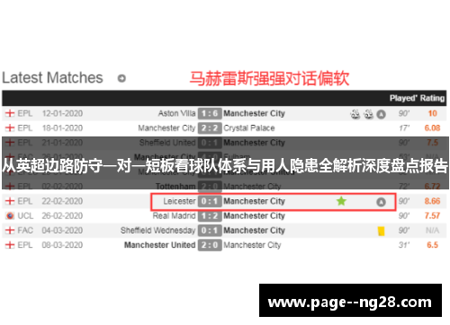 从英超边路防守一对一短板看球队体系与用人隐患全解析深度盘点报告 从英超边路防守一对一短板看球队体系与用人隐患全解析深度盘点报告